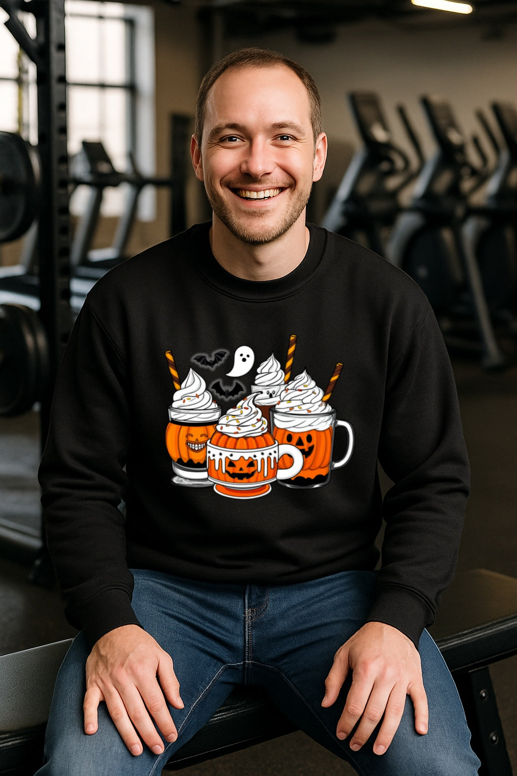 Halloween Coffee Cups Sweatshirt - Cozy Gildan Crewneck - Pumpkin Spice & Ghost Latte Fall Pullover, Fall Season Unisex Sweatshirt,
