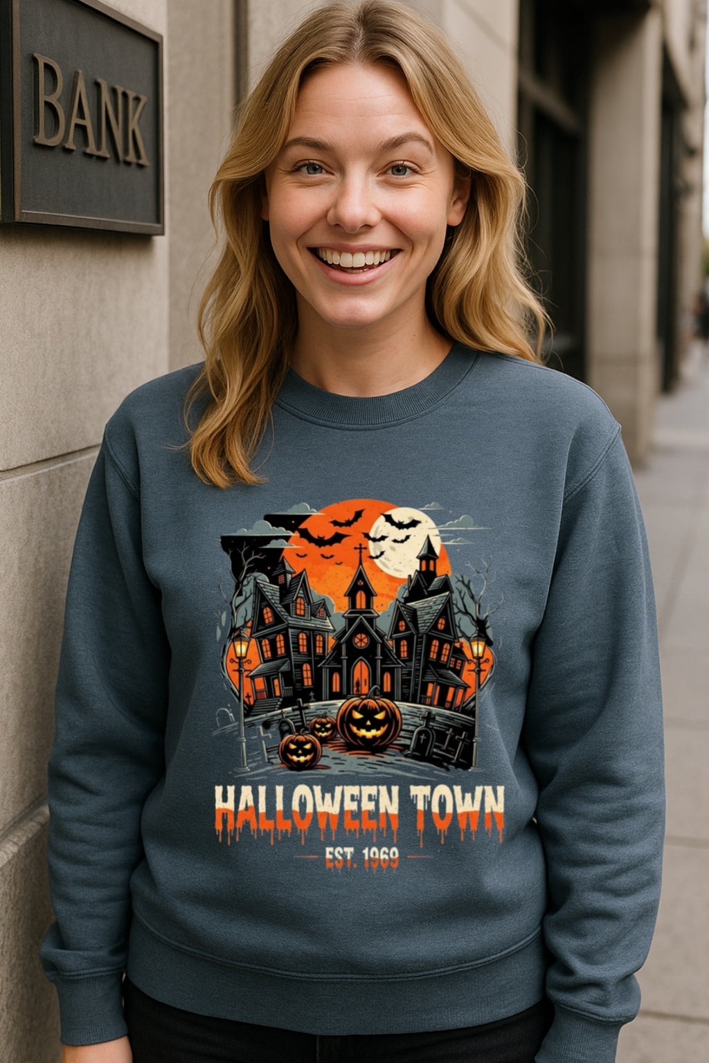 HalloweenTown Est. 1969 Sweatshirt, Vintage 90s Style Haunted House Crewneck Sweatshirt, Retro Gothic Pumpkin Halloween Spooky Hodie