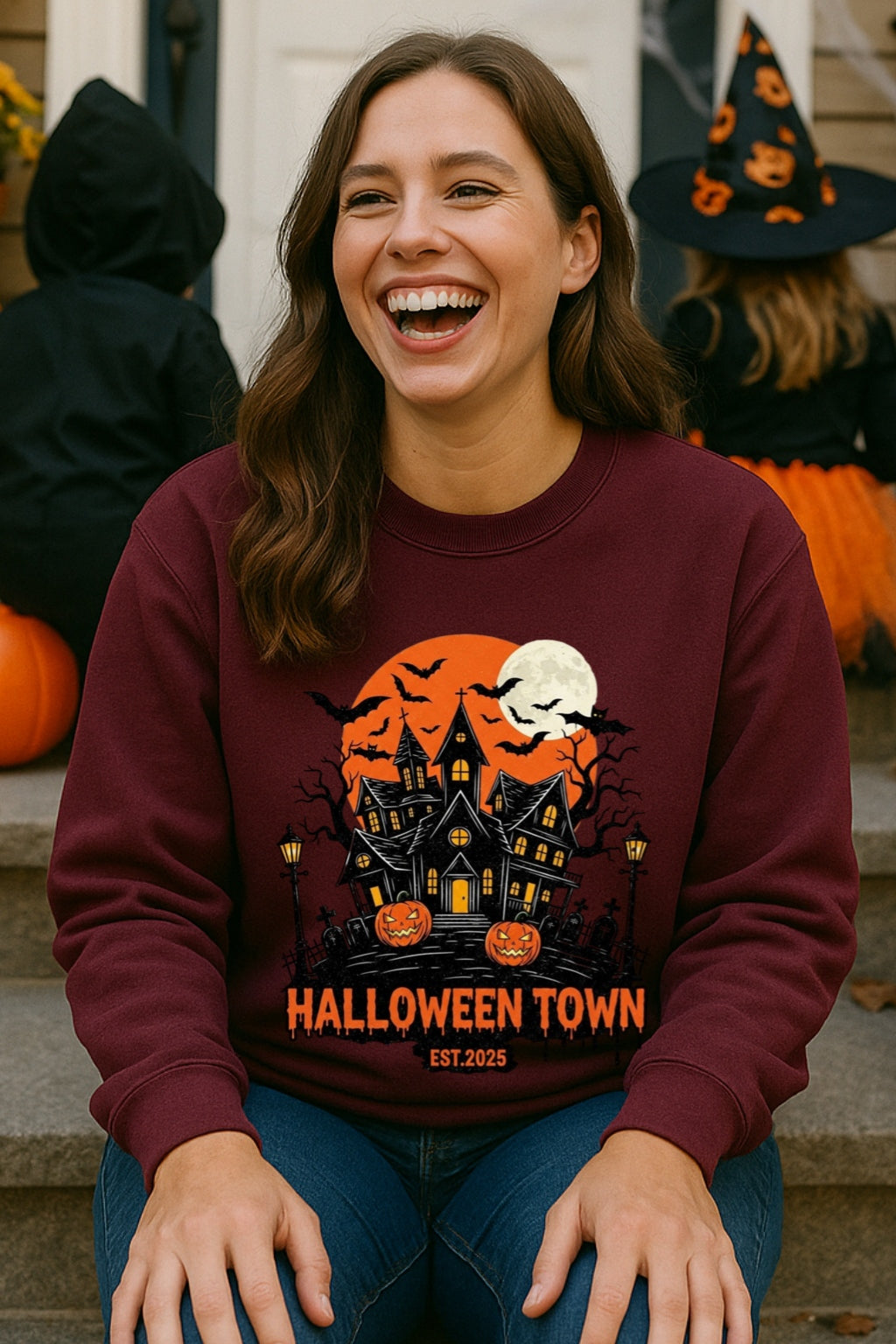 HalloweenTown Est.2025 Sweatshirt, Vintage 90s Style Haunted House Crewneck Sweatshirt, Retro Gothic Pumpkin Halloween Spooky Hodie