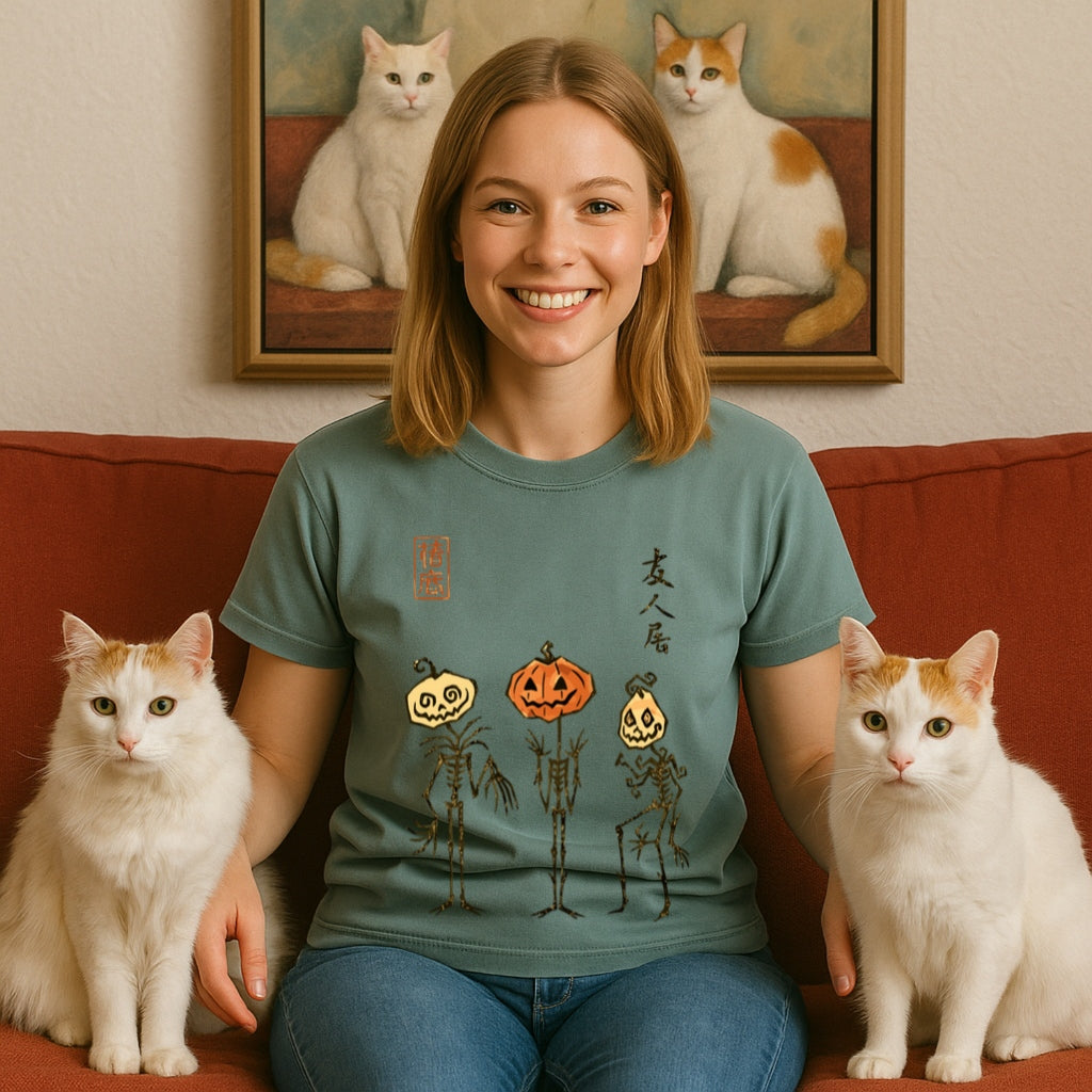 Japanese Pumpkin T-Shirt - Halloween Ukiyo-e Style Tee - Kanji Jack-O-Lantern Shirt | Comfort Colors 1717, Japanese Pumpkin Tee,