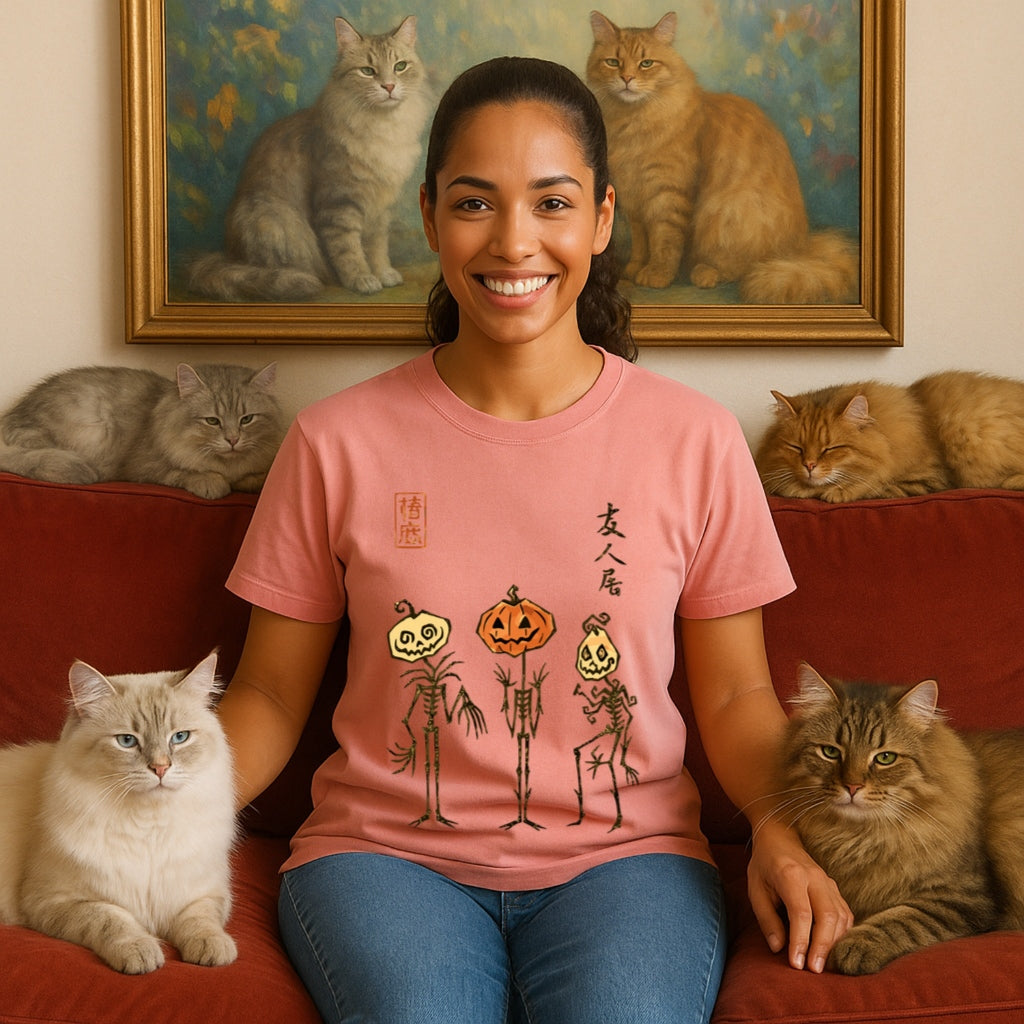 Japanese Pumpkin T-Shirt - Halloween Ukiyo-e Style Tee - Kanji Jack-O-Lantern Shirt | Comfort Colors 1717, Japanese Pumpkin Tee,