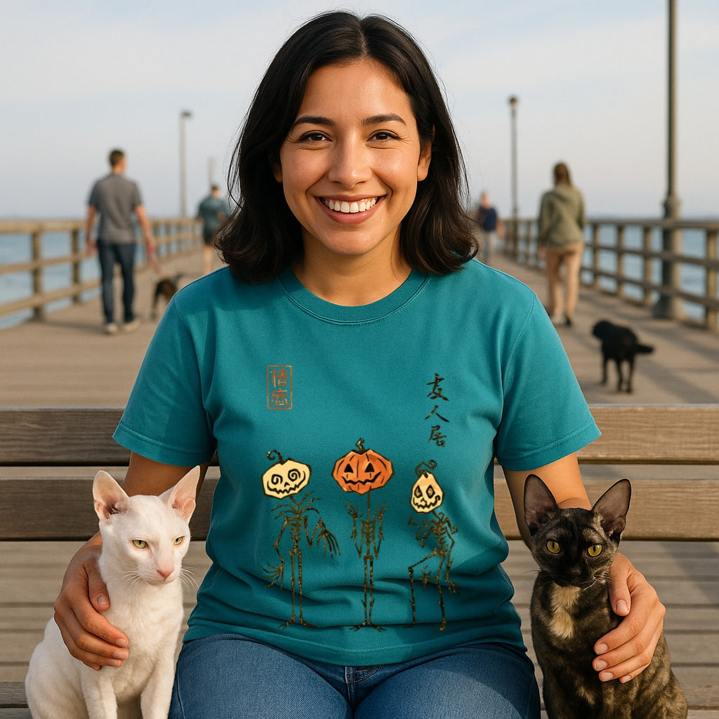 Japanese Pumpkin T-Shirt - Halloween Ukiyo-e Style Tee - Kanji Jack-O-Lantern Shirt | Comfort Colors 1717, Japanese Pumpkin Tee,