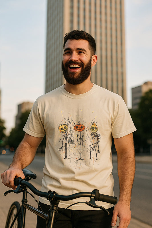Abstract Splatter Pumpkin T-Shirt - Pollock Style Halloween Tee -Artsy Jack-O-Lantern Shirt - Comfort Colors 1717 Dyed T-Shirt