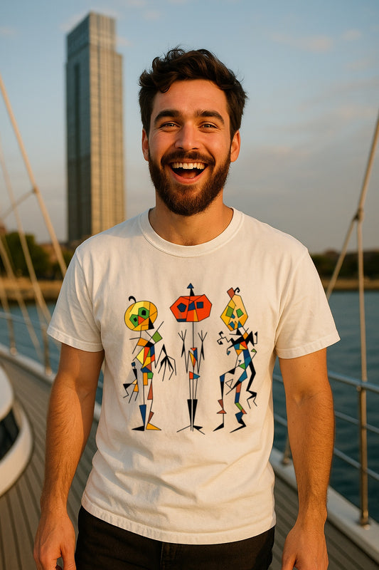 Geometric Pumpkin T-Shirt - Abstract Halloween Tee, Funny Retro Jack-O-Lantern Shirt - Comfort Colors 1717, Halloween Party Tee, Artsy