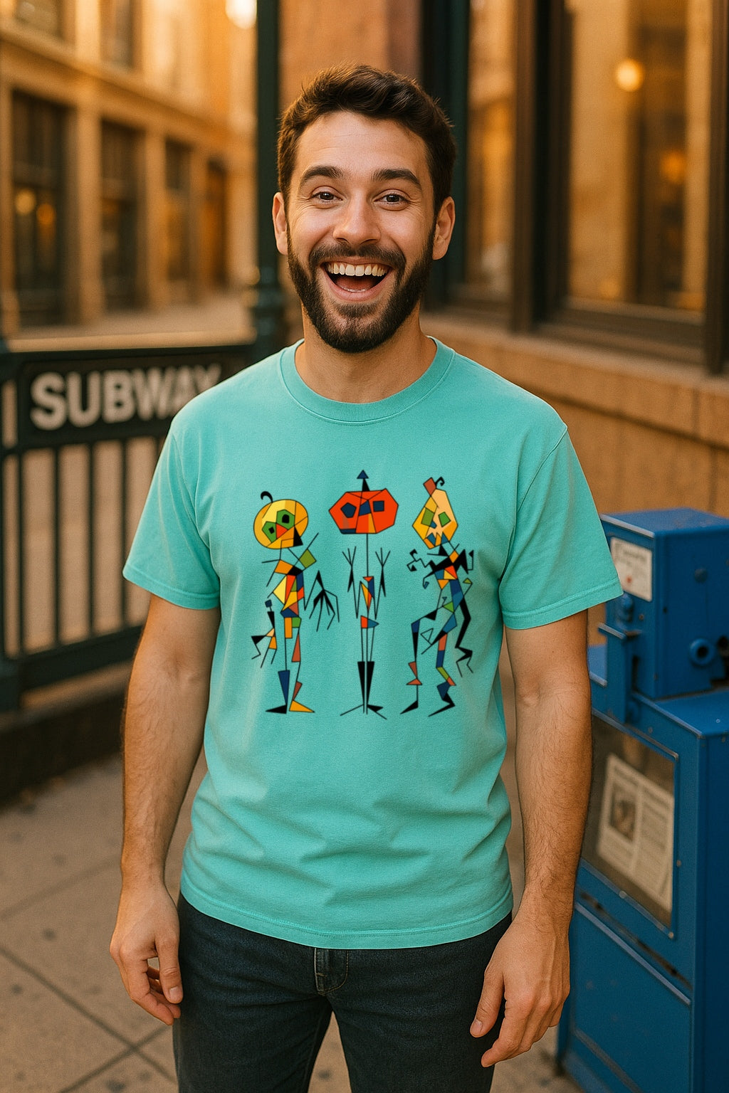 Geometric Pumpkin T-Shirt - Abstract Halloween Tee, Funny Retro Jack-O-Lantern Shirt - Comfort Colors 1717, Halloween Party Tee, Artsy