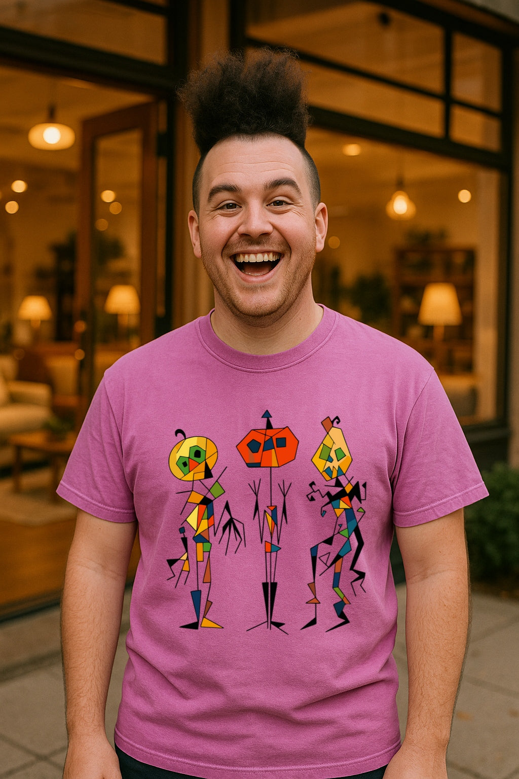 Geometric Pumpkin T-Shirt - Abstract Halloween Tee, Funny Retro Jack-O-Lantern Shirt - Comfort Colors 1717, Halloween Party Tee, Artsy