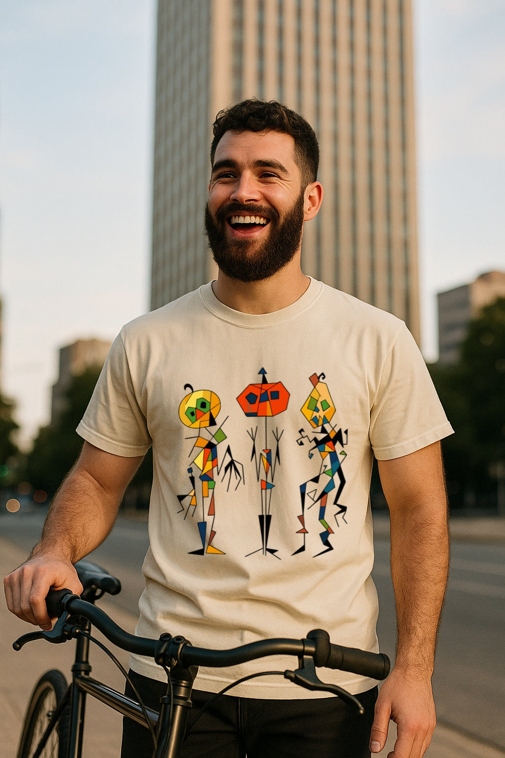 Geometric Pumpkin T-Shirt - Abstract Halloween Tee, Funny Retro Jack-O-Lantern Shirt - Comfort Colors 1717, Halloween Party Tee, Artsy