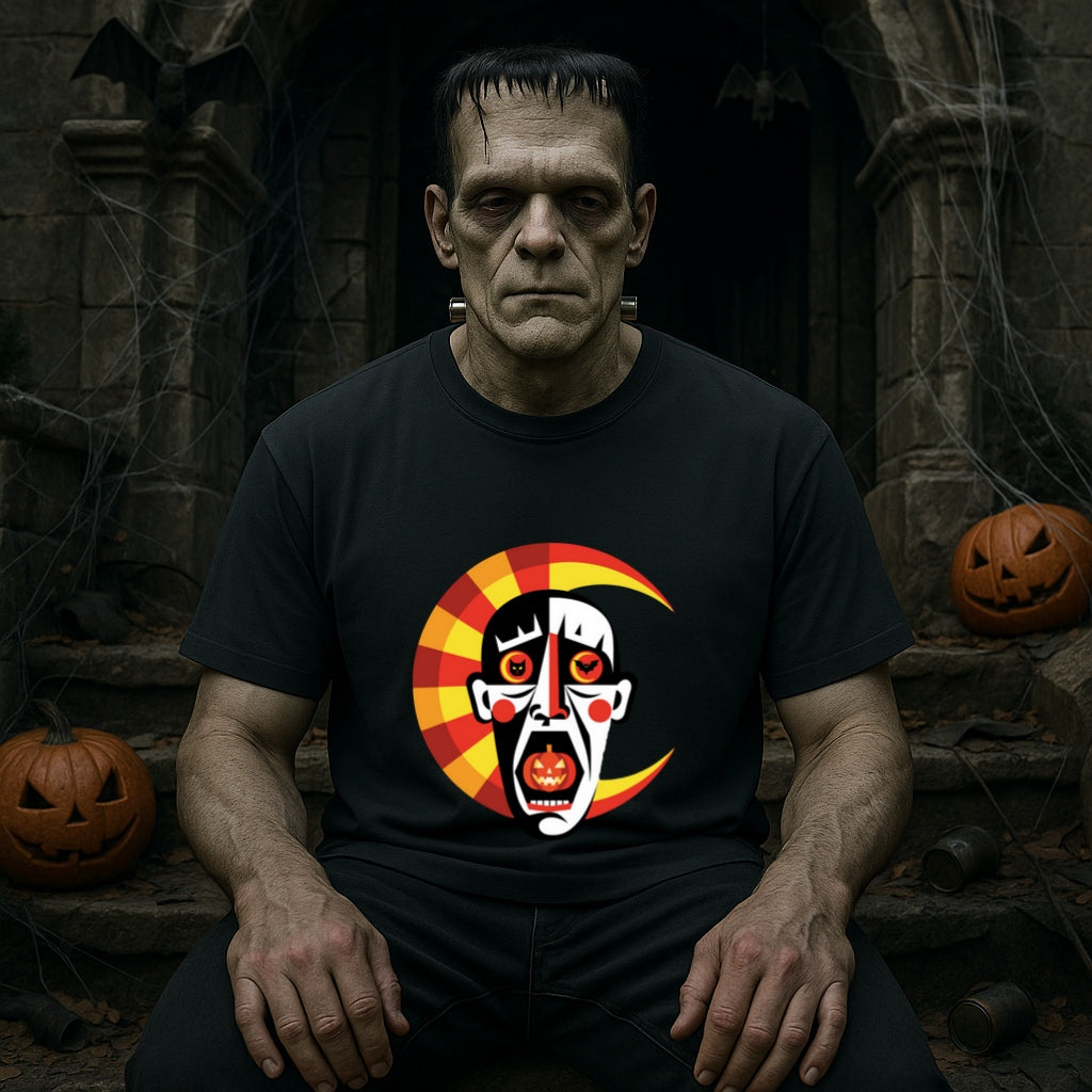 Copy of Abstract Horror Kandinsky Style T-Shirt, Creepy Clown Mask Halloween Tee, Pumpkin Eyes Art Comfort Colors Dyed Shirt