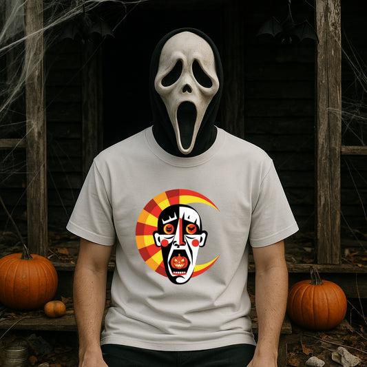 Copy of Abstract Horror Kandinsky Style T-Shirt, Creepy Clown Mask Halloween Tee, Pumpkin Eyes Art Comfort Colors Dyed Shirt