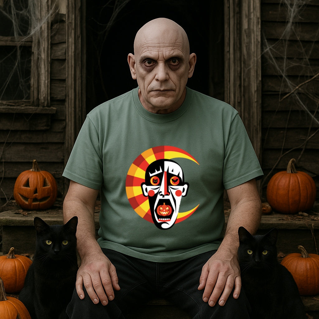 Copy of Abstract Horror Kandinsky Style T-Shirt, Creepy Clown Mask Halloween Tee, Pumpkin Eyes Art Comfort Colors Dyed Shirt