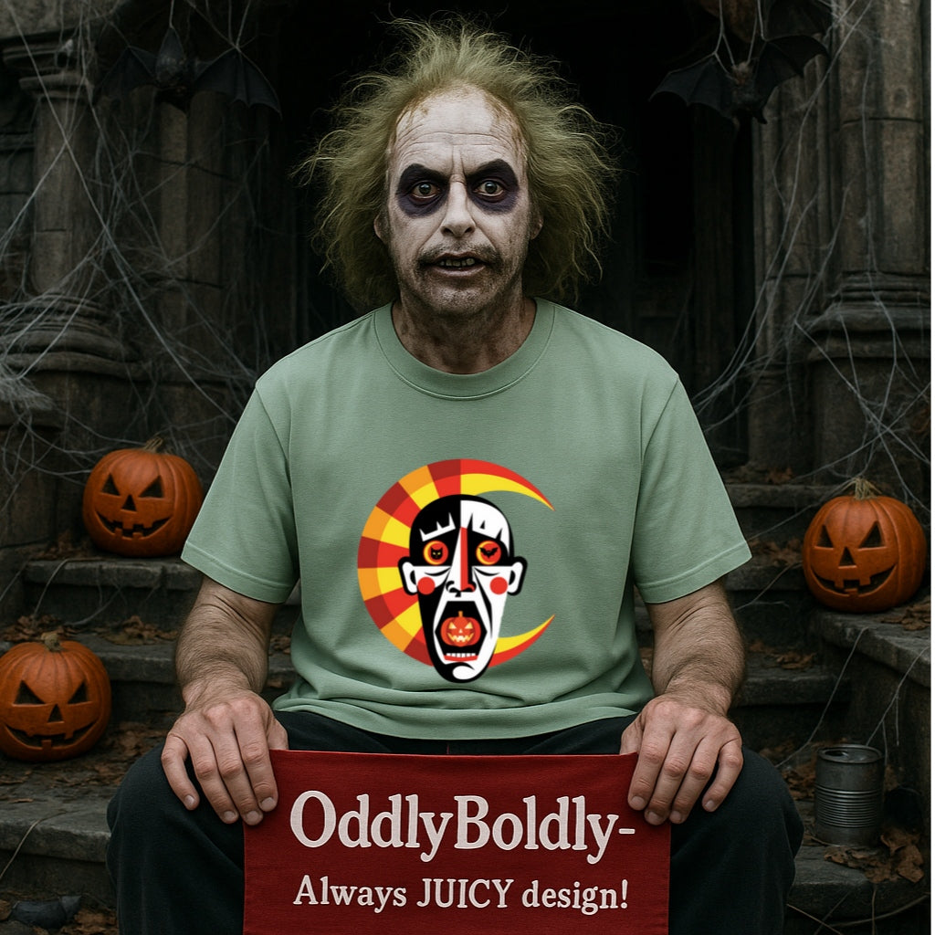 Copy of Abstract Horror Kandinsky Style T-Shirt, Creepy Clown Mask Halloween Tee, Pumpkin Eyes Art Comfort Colors Dyed Shirt