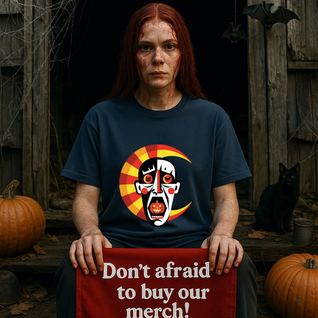 Copy of Abstract Horror Kandinsky Style T-Shirt, Creepy Clown Mask Halloween Tee, Pumpkin Eyes Art Comfort Colors Dyed Shirt