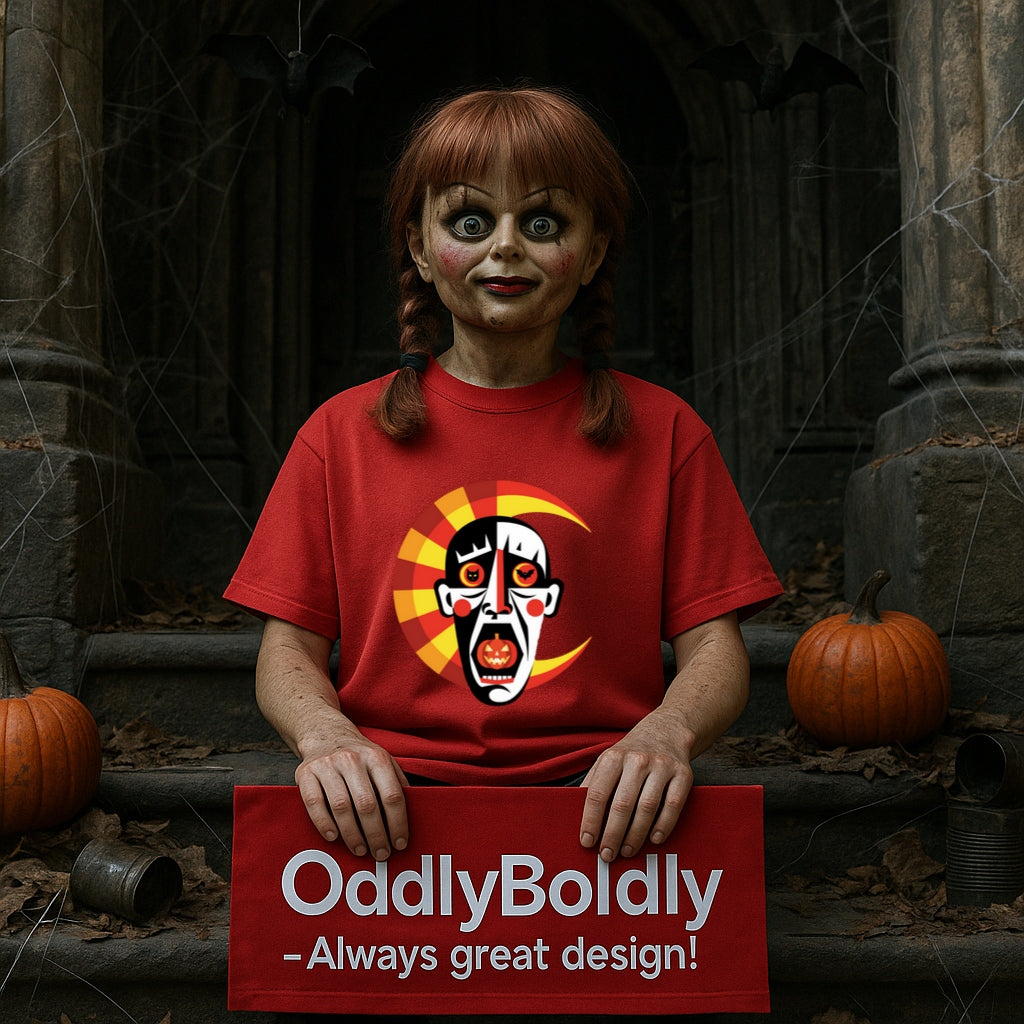 Copy of Abstract Horror Kandinsky Style T-Shirt, Creepy Clown Mask Halloween Tee, Pumpkin Eyes Art Comfort Colors Dyed Shirt
