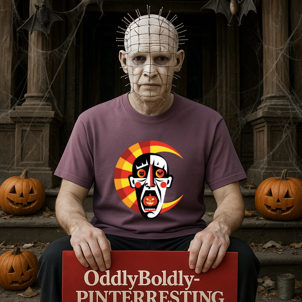 Copy of Abstract Horror Kandinsky Style T-Shirt, Creepy Clown Mask Halloween Tee, Pumpkin Eyes Art Comfort Colors Dyed Shirt