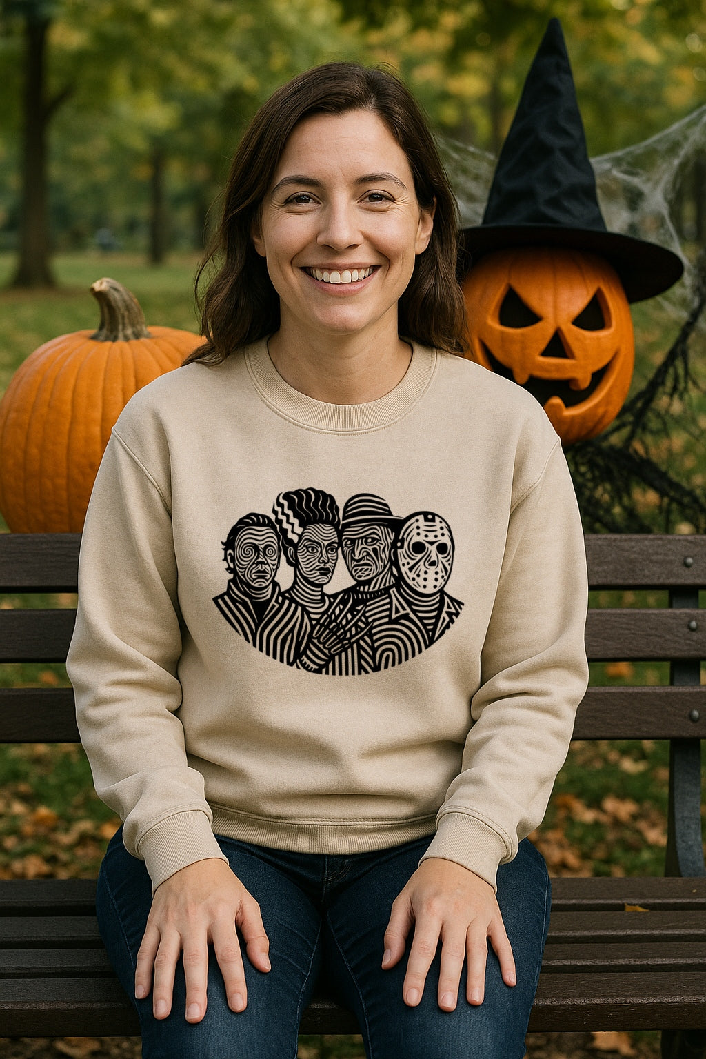 Minimalist Horror Icons Sweatshirt - Freddy, Jason, Pennywise & Michael Myers - Gildan Crewneck, Halloween Horror Movie Shirt, Spooky Season