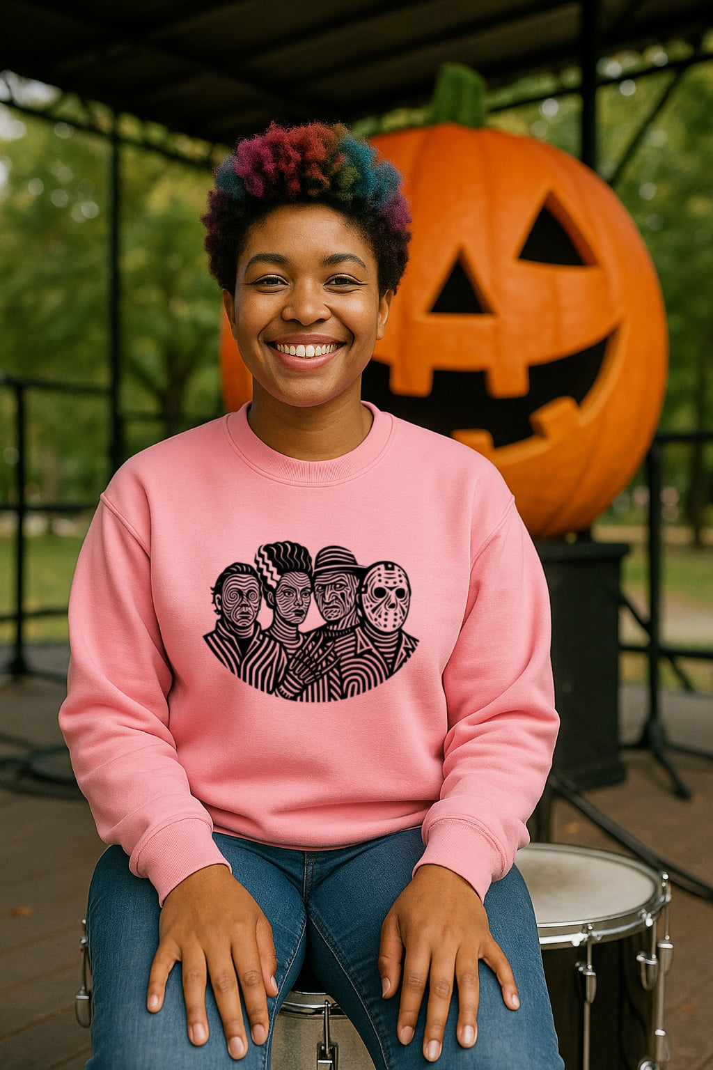Minimalist Horror Icons Sweatshirt - Freddy, Jason, Pennywise & Michael Myers - Gildan Crewneck, Halloween Horror Movie Shirt, Spooky Season