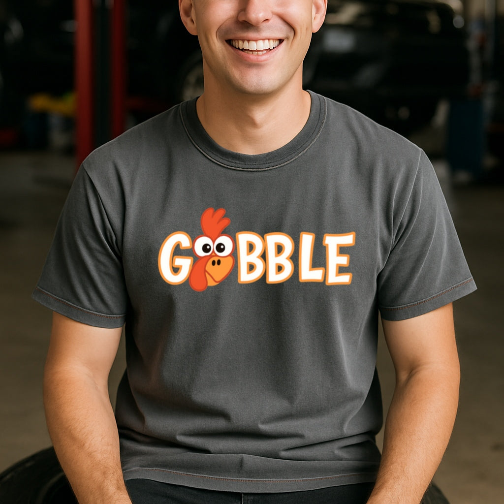 Gobble Funny Turkey Shirt - Comfort Colors Vintage Fall Tee, Thanksgiving Graphic T-Shirt, Cozy Autumn Humor Tee, Pumpkin Pie + Family Drama