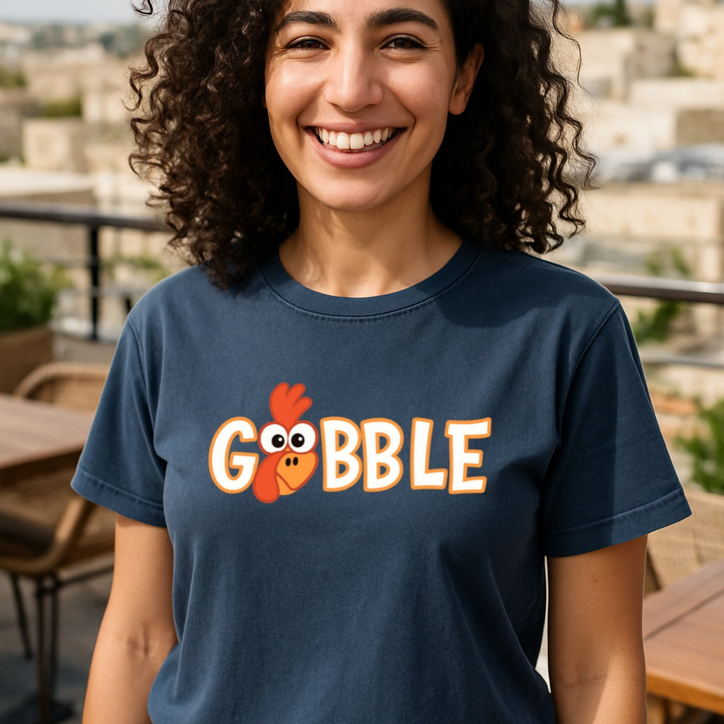 Gobble Funny Turkey Shirt - Comfort Colors Vintage Fall Tee, Thanksgiving Graphic T-Shirt, Cozy Autumn Humor Tee, Pumpkin Pie + Family Drama