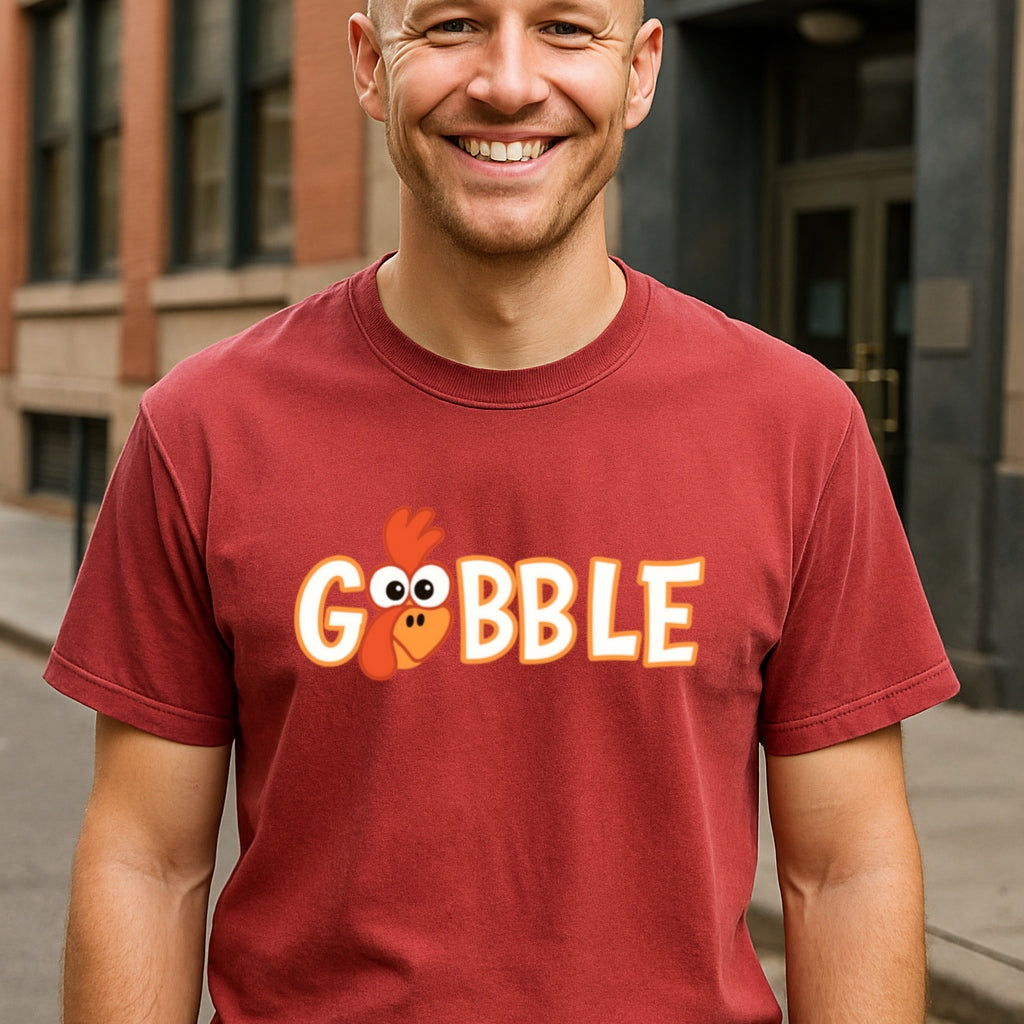 Gobble Funny Turkey Shirt - Comfort Colors Vintage Fall Tee, Thanksgiving Graphic T-Shirt, Cozy Autumn Humor Tee, Pumpkin Pie + Family Drama