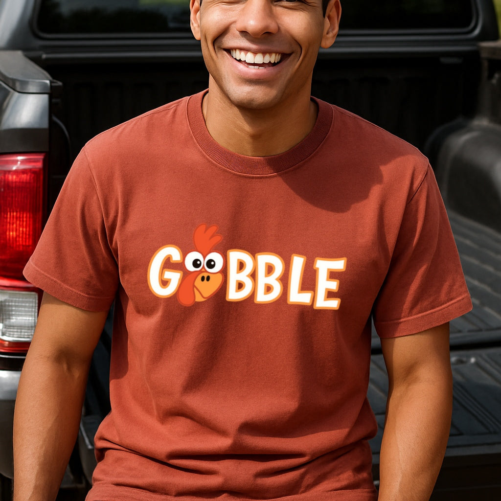 Gobble Funny Turkey Shirt - Comfort Colors Vintage Fall Tee, Thanksgiving Graphic T-Shirt, Cozy Autumn Humor Tee, Pumpkin Pie + Family Drama
