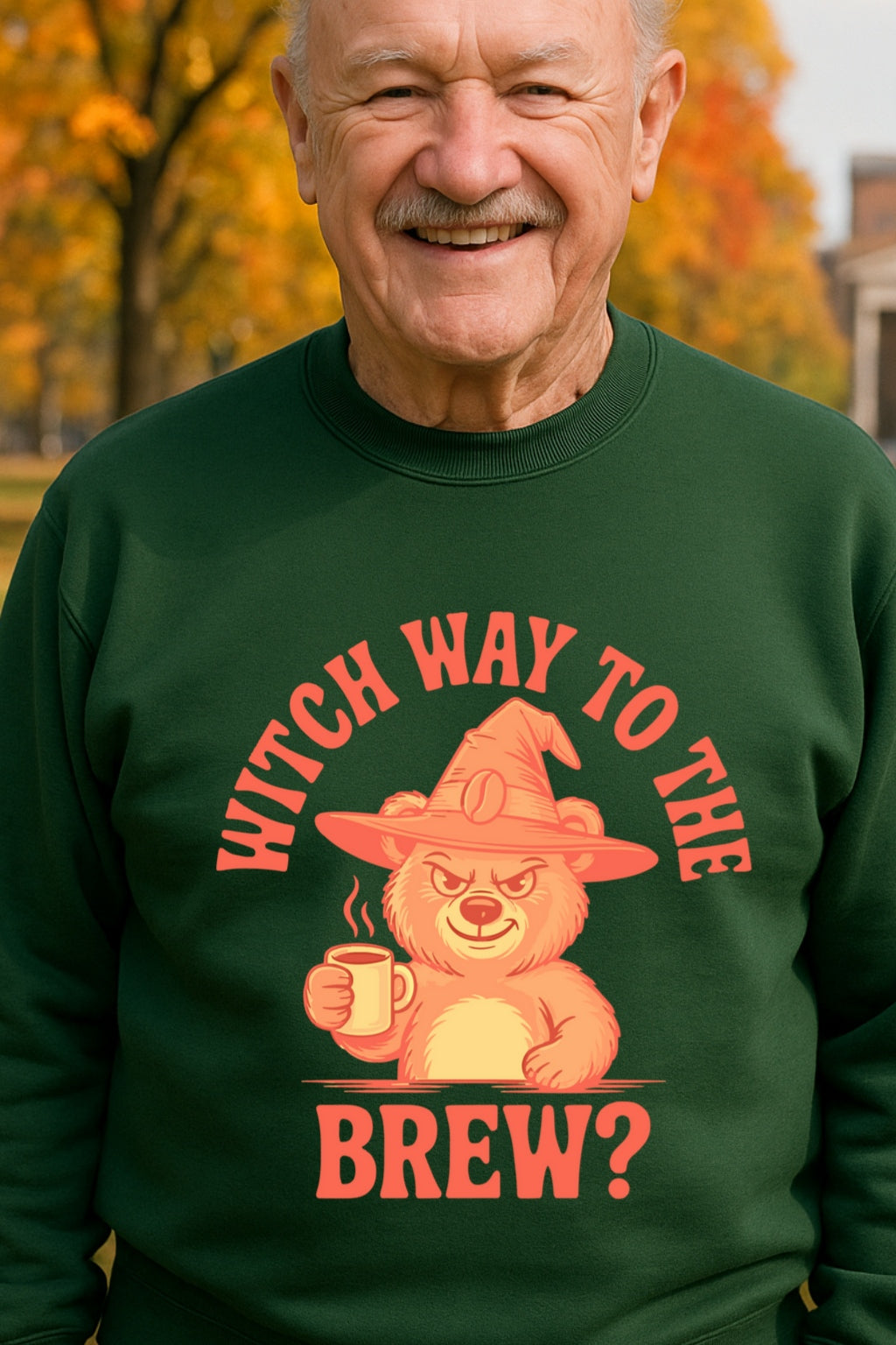 Witch Way to the Brew? Sarcastic Bear Hoodie | Funny Halloween Sweatshirt Unisex Gildan 18000