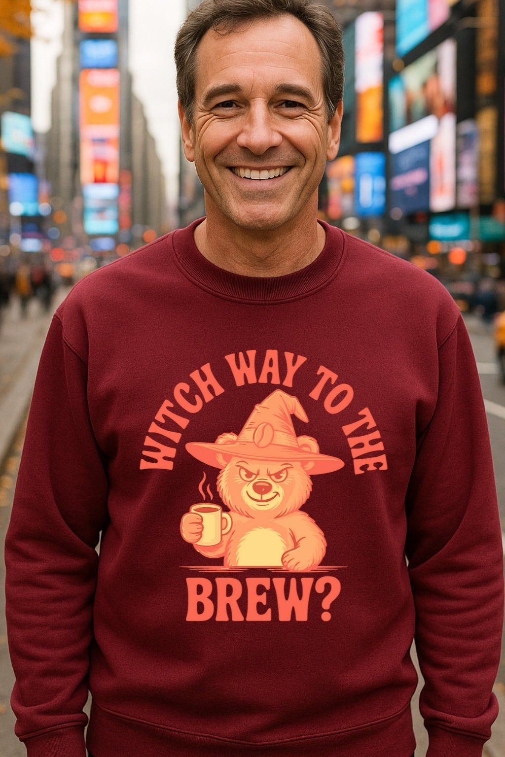 Witch Way to the Brew? Sarcastic Bear Hoodie | Funny Halloween Sweatshirt Unisex Gildan 18000
