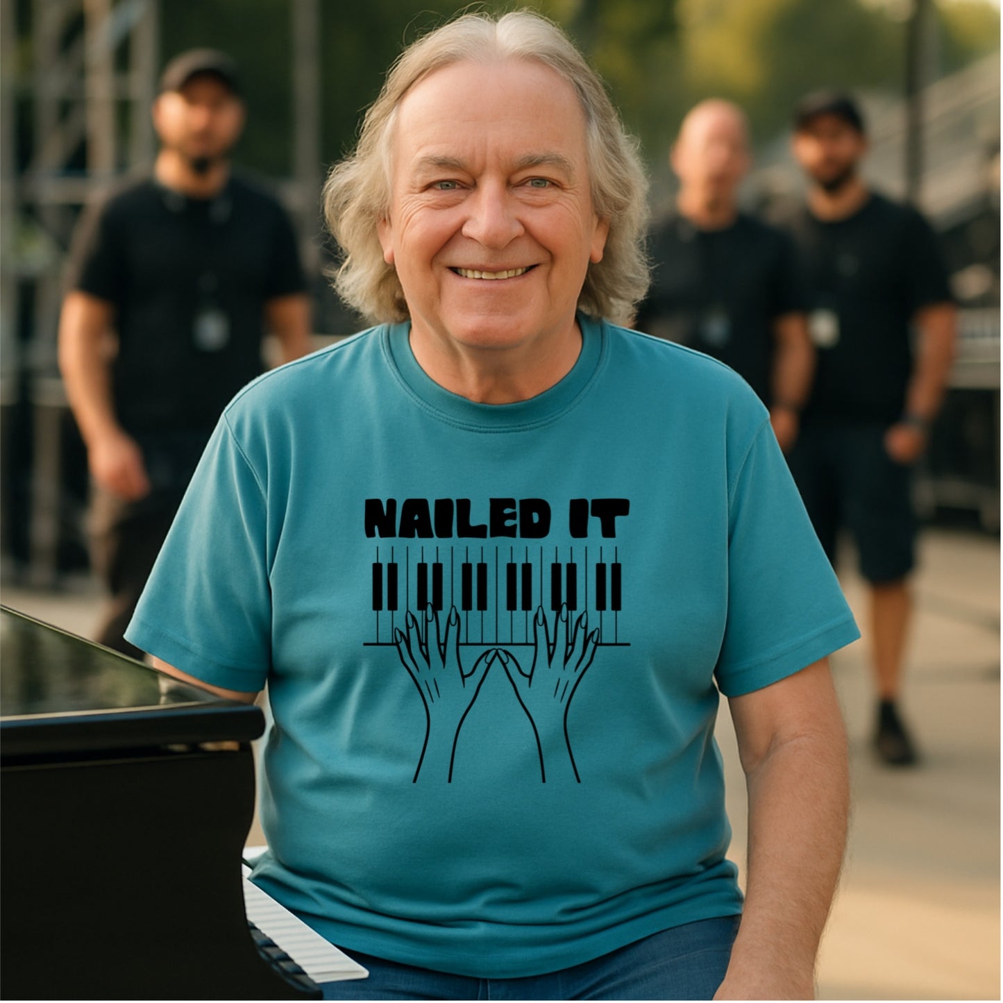 Funny Pianist T-Shirt | Nailed It | Musician Humor Tee | Bold Line Piano Design | Gift for Piano Player or Music Teacher