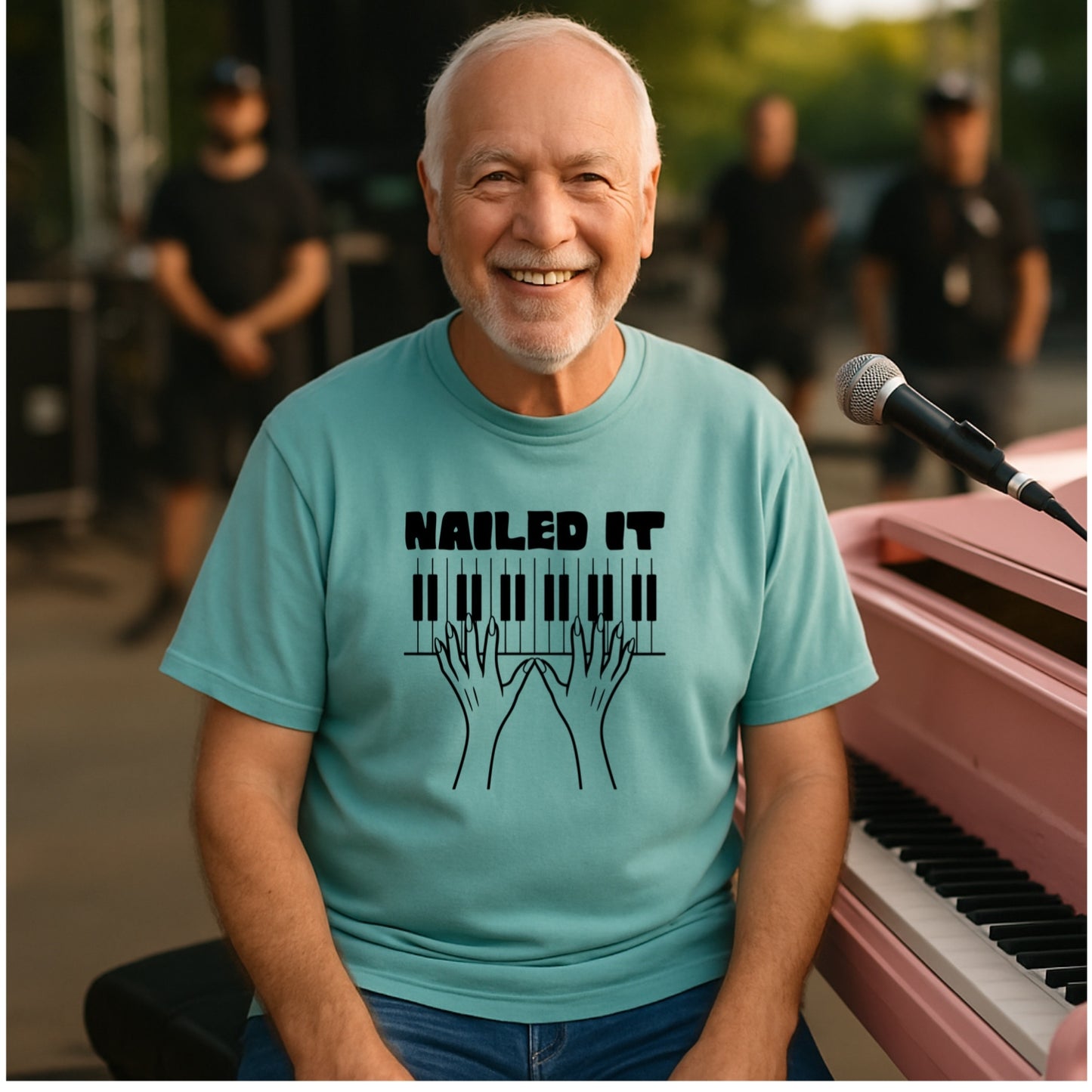 Funny Pianist T-Shirt | Nailed It | Musician Humor Tee | Bold Line Piano Design | Gift for Piano Player or Music Teacher