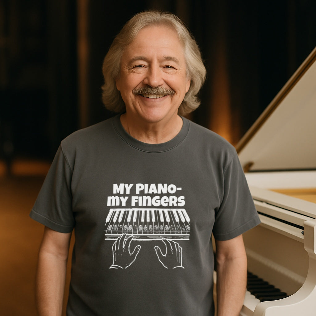 Funny Pianist T-Shirt | My Piano - My Fingers | Bold Line Piano Humor Tee | Musician Gift | Comfort Colors 1717 Unisex Shirt