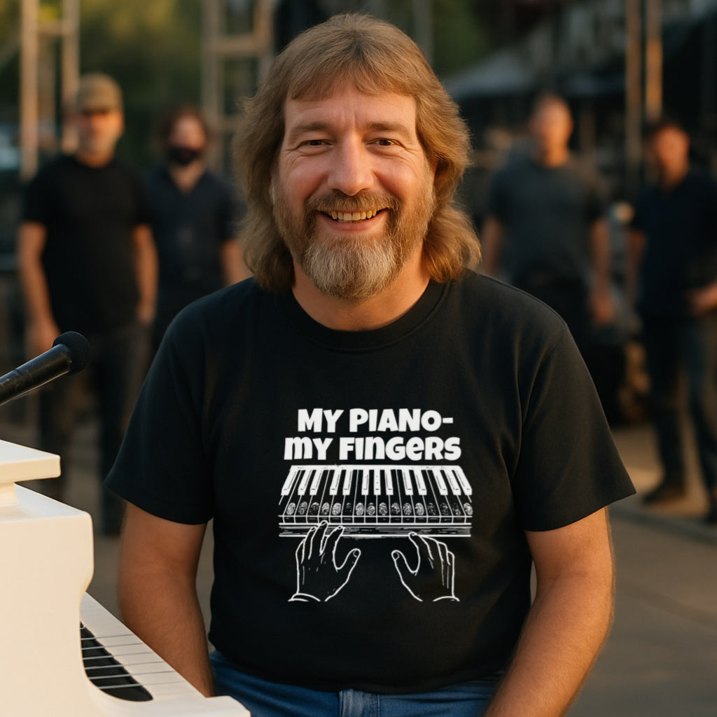 Funny Pianist T-Shirt | My Piano - My Fingers | Bold Line Piano Humor Tee | Musician Gift | Comfort Colors 1717 Unisex Shirt