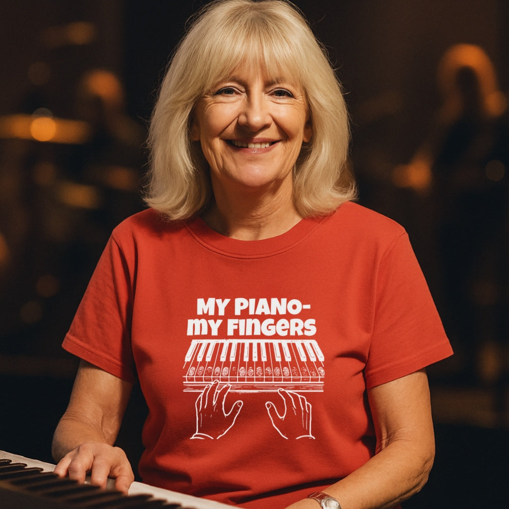 Funny Pianist T-Shirt | My Piano - My Fingers | Bold Line Piano Humor Tee | Musician Gift | Comfort Colors 1717 Unisex Shirt
