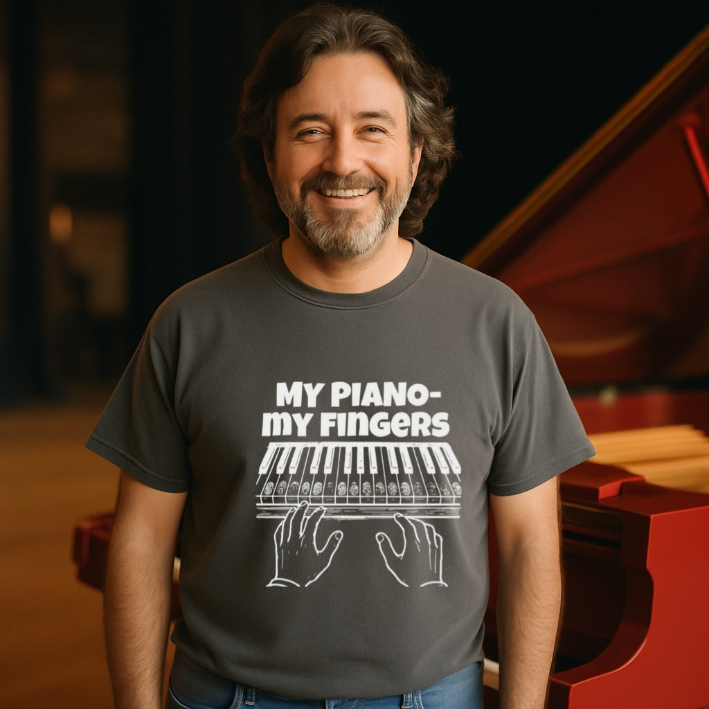 Funny Pianist T-Shirt | My Piano - My Fingers | Bold Line Piano Humor Tee | Musician Gift | Comfort Colors 1717 Unisex Shirt