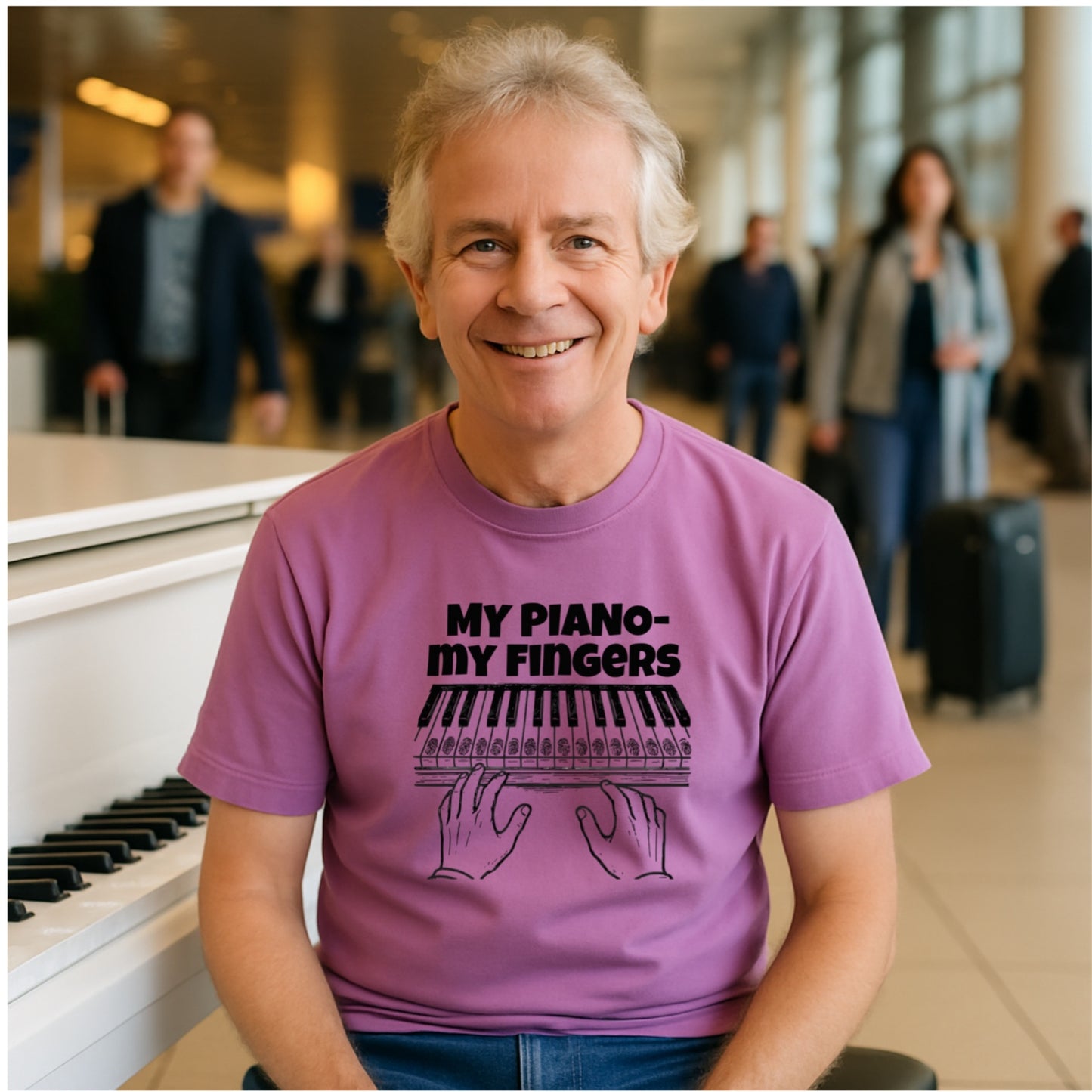 My Piano My Fingers T-Shirt | Funny Pianist Tee | Musician Gift | Bold Line Piano Art | Oddly Boldly Humor Design