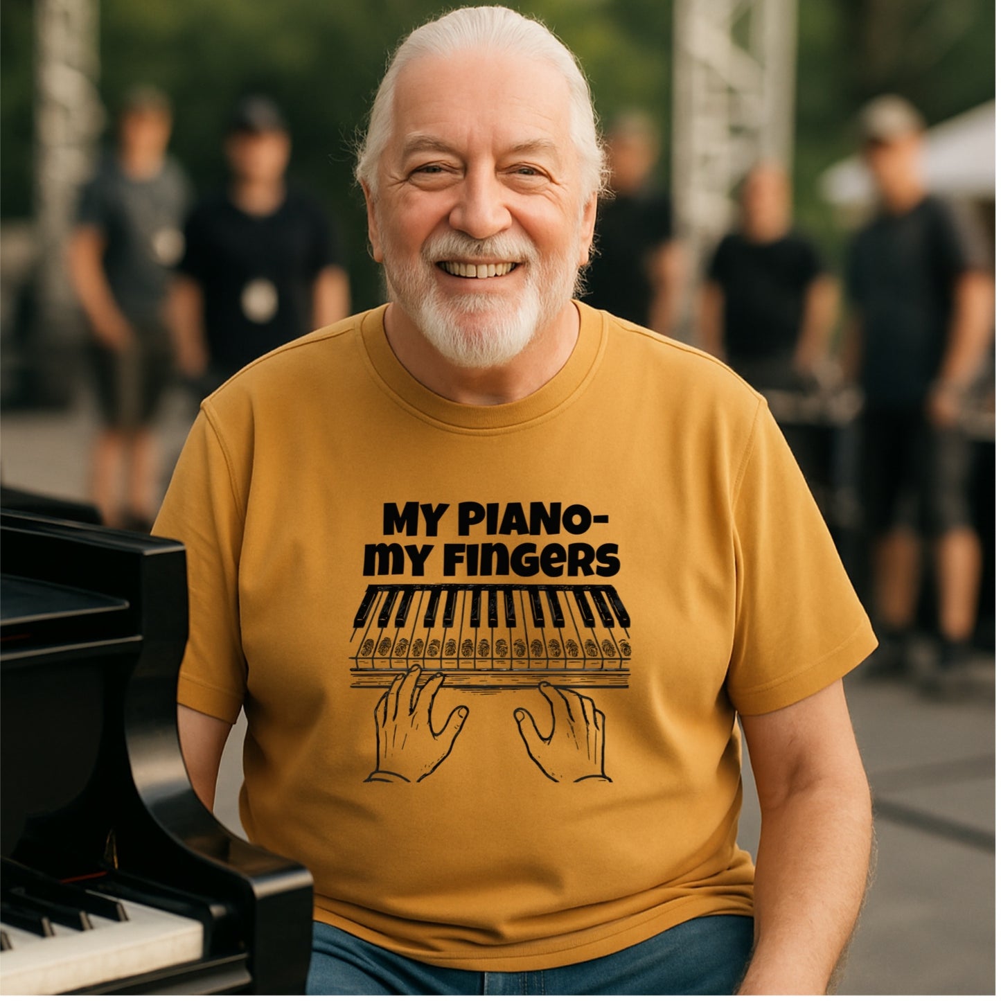 My Piano My Fingers T-Shirt | Funny Pianist Tee | Musician Gift | Bold Line Piano Art | Oddly Boldly Humor Design