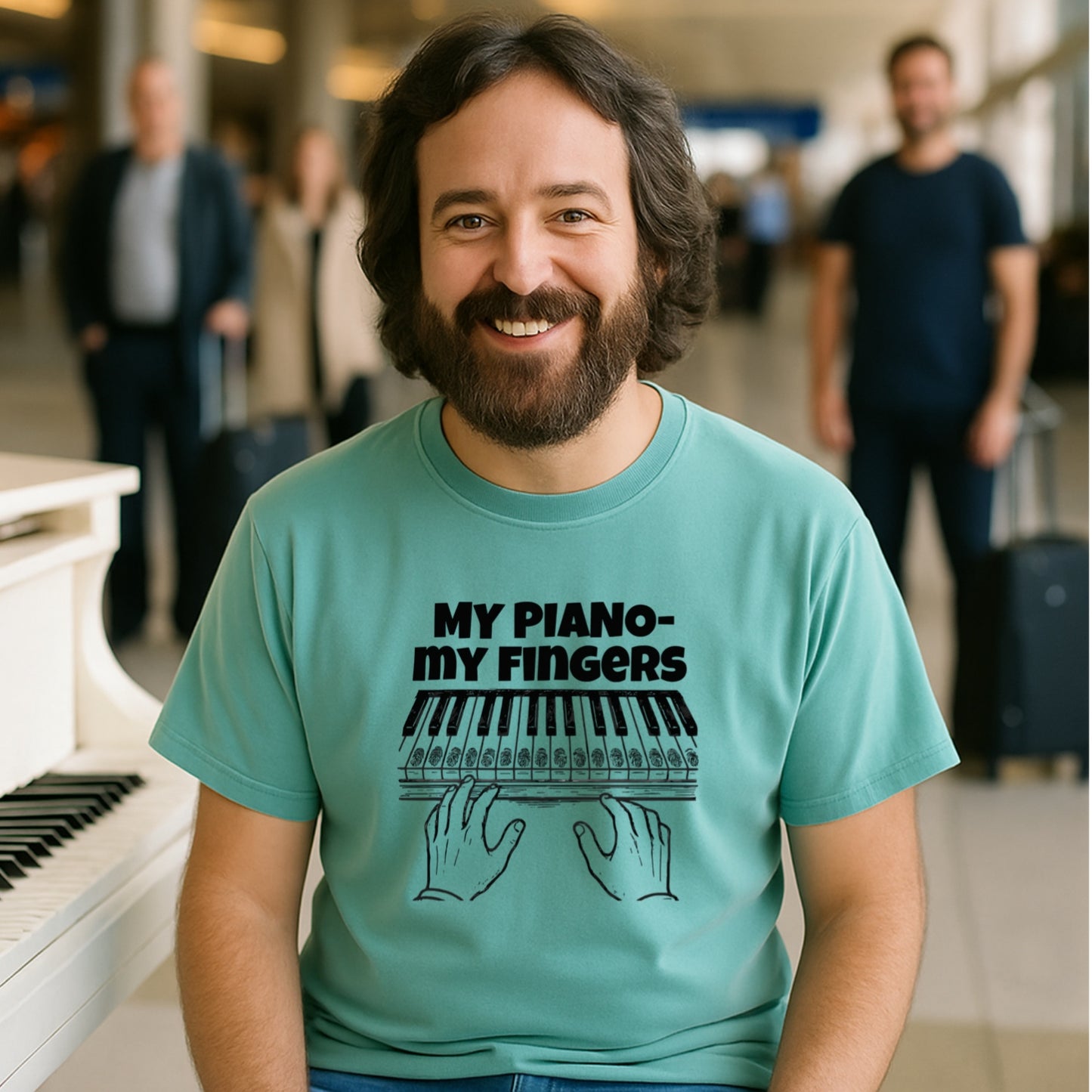 My Piano My Fingers T-Shirt | Funny Pianist Tee | Musician Gift | Bold Line Piano Art | Oddly Boldly Humor Design