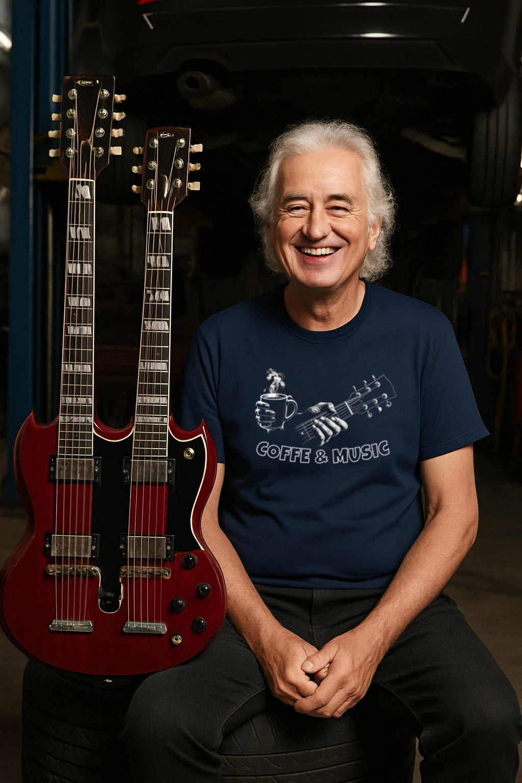 Coffee & Music T-Shirt for Musicians and Coffee Lovers | Guitar and Mug Design | Bella Canvas 3600 Soft Dark Colors