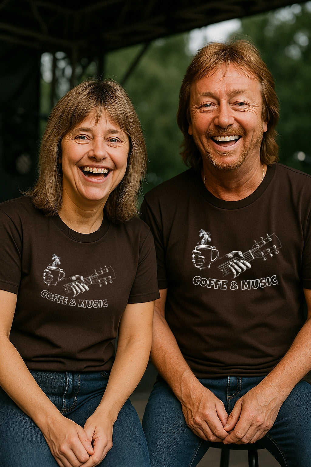 Coffee & Music T-Shirt for Musicians and Coffee Lovers | Guitar and Mug Design | Bella Canvas 3600 Soft Dark Colors