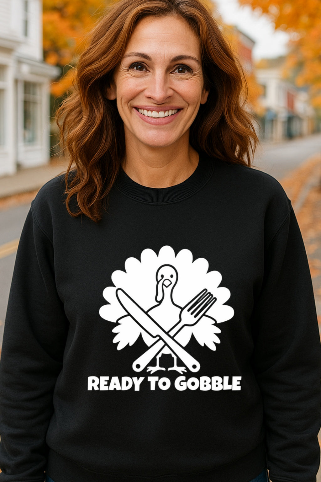 Ready to Gobble Sweatshirt - Funny Thanksgiving Sweater | Turkey Day Crewneck | Cozy Gildan 18000 Unisex Pullover