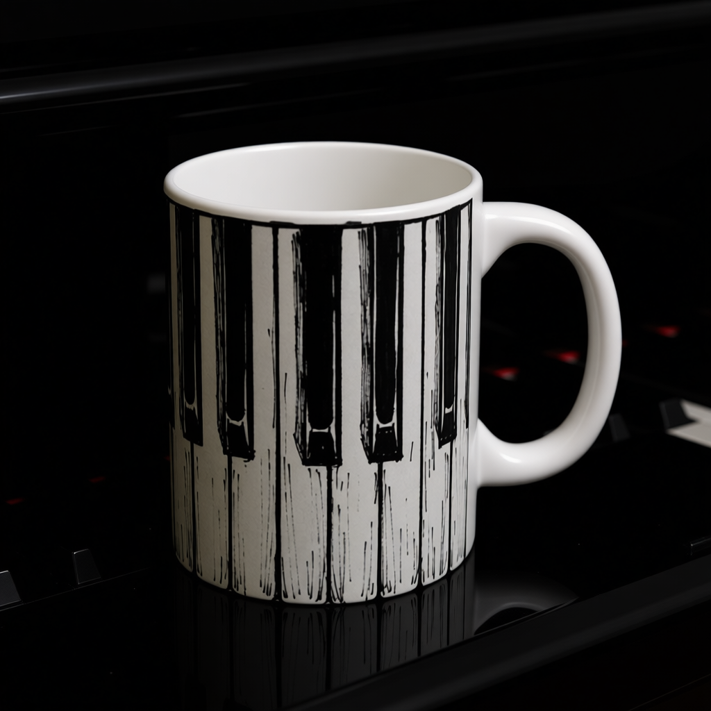 Piano Keys Mug - Music Teacher Gift | Pianist Coffee Cup | Black & White Keyboard Design | Music Lover Gift for Musicians