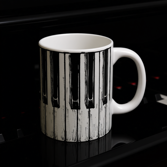 Piano Keys Mug - Music Teacher Gift | Pianist Coffee Cup | Black & White Keyboard Design | Music Lover Gift for Musicians