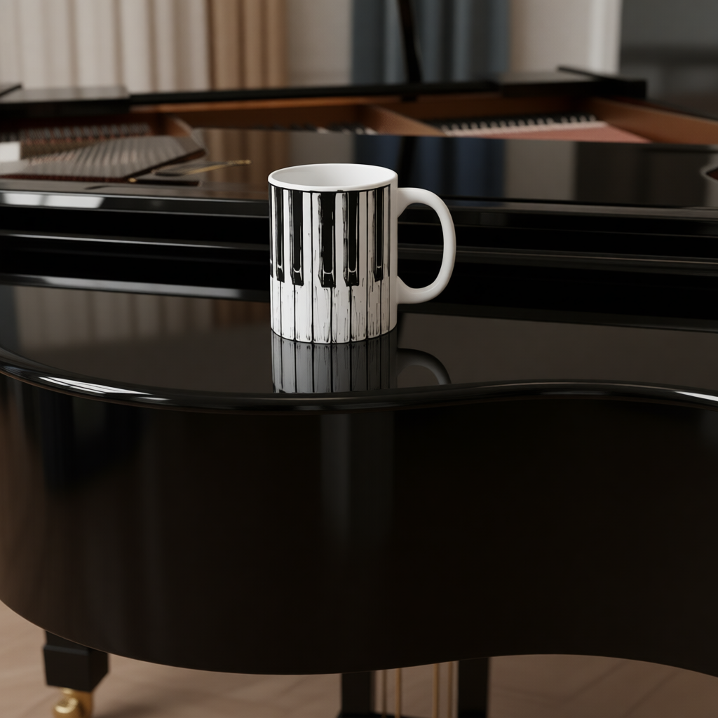 Piano Keys Mug - Music Teacher Gift | Pianist Coffee Cup | Black & White Keyboard Design | Music Lover Gift for Musicians