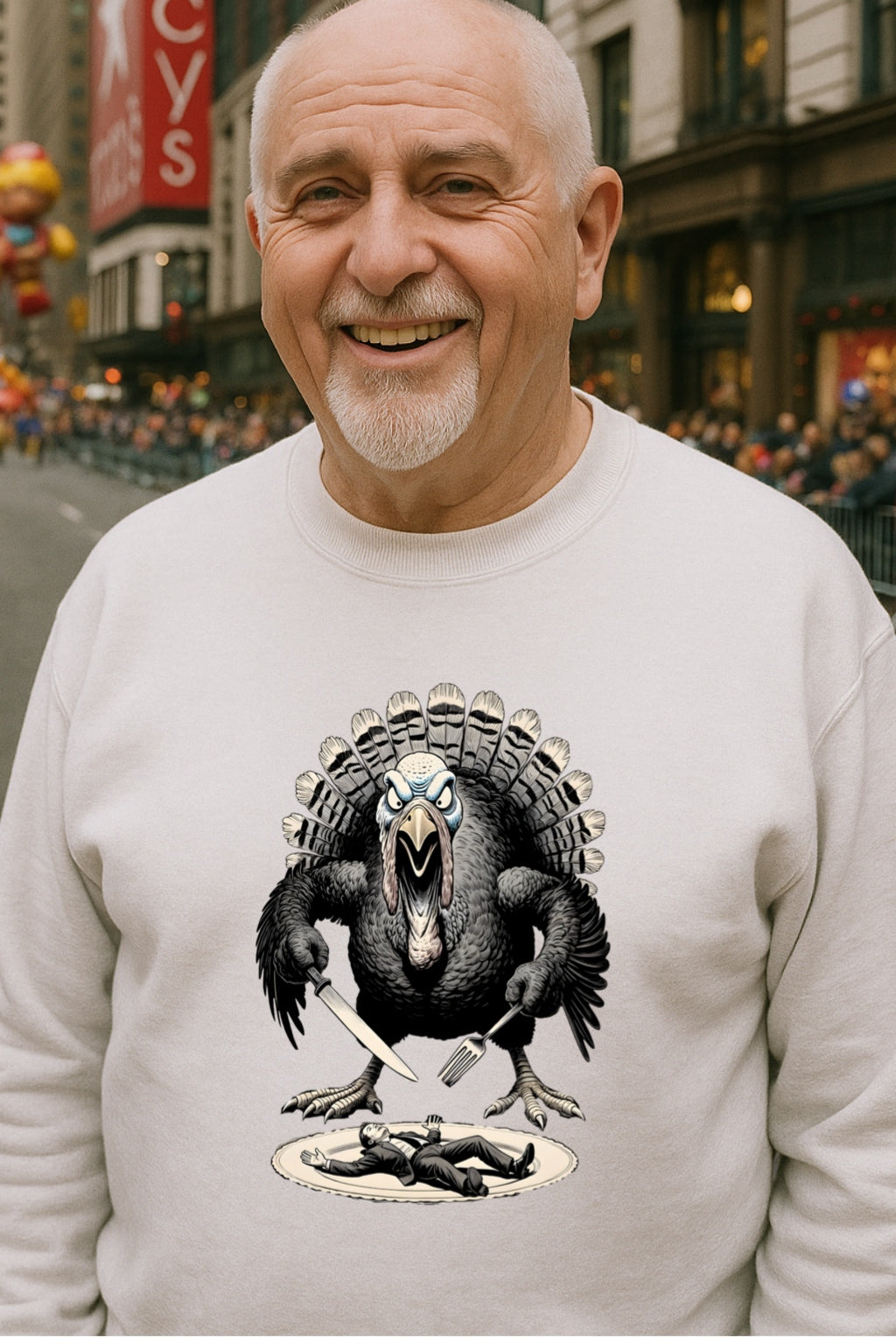 Angry Thanksgiving Turkey Sweatshirt | Dark Humor Turkey Eating Human | Funny Thanksgiving Gift | Unisex Crewneck Pullover, Oddly Boldly