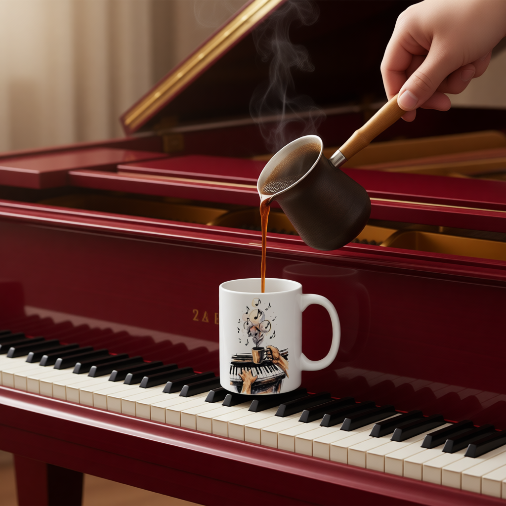 Coffeenated Tune Mug - Music Teacher Gift | Piano & Coffee Art Musician Cup | 11oz Funny Music Lover Coffee Cup
