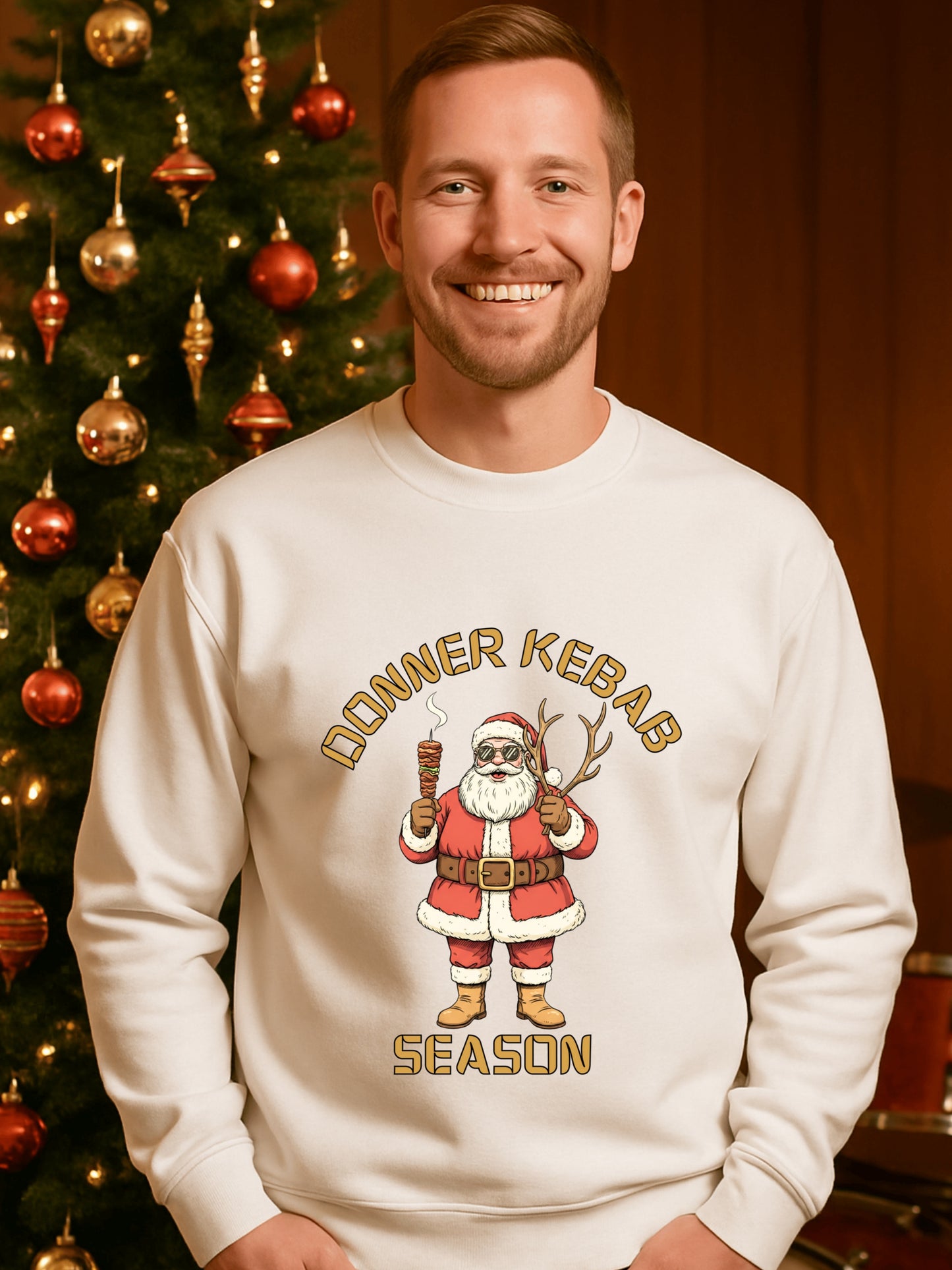 Kebab Season Santa Sweatshirt | Vintage Funny Christmas Crewneck