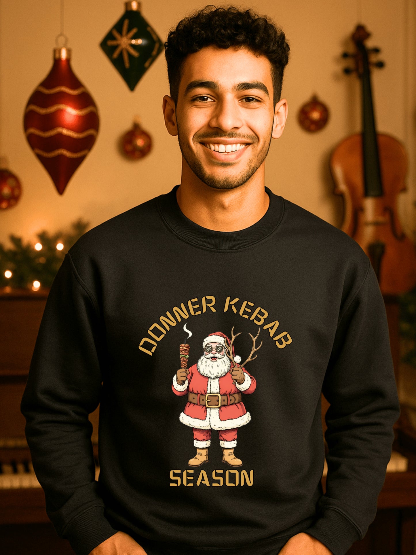 Kebab Season Santa Sweatshirt | Vintage Funny Christmas Crewneck