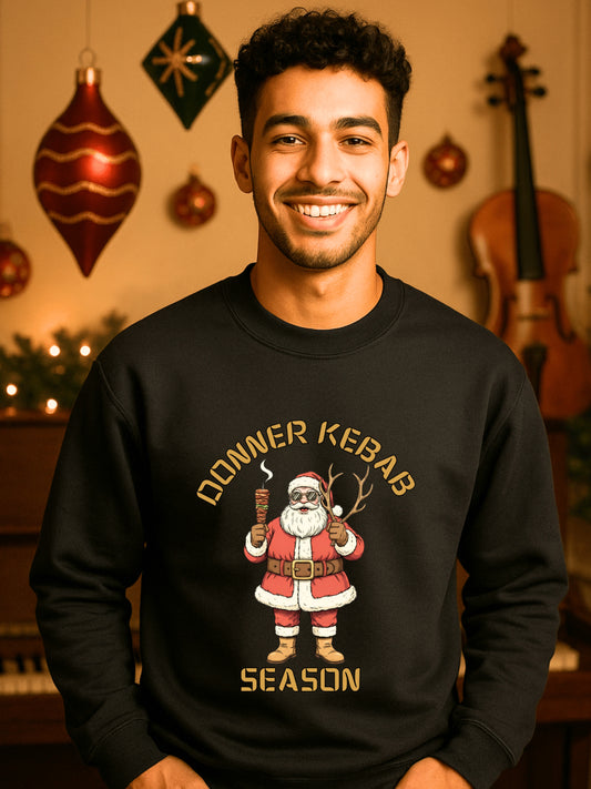 Kebab Season Santa Sweatshirt | Vintage Funny Christmas Crewneck