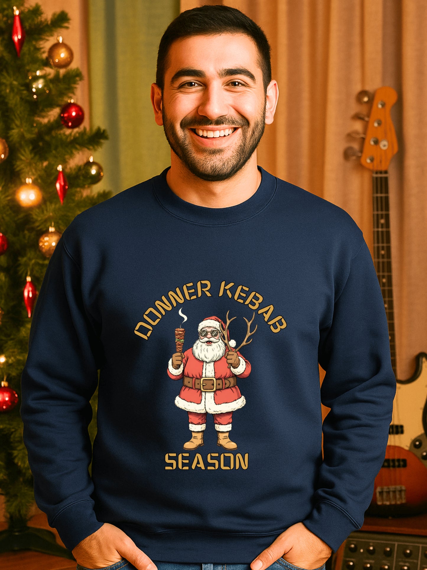 Kebab Season Santa Sweatshirt | Vintage Funny Christmas Crewneck