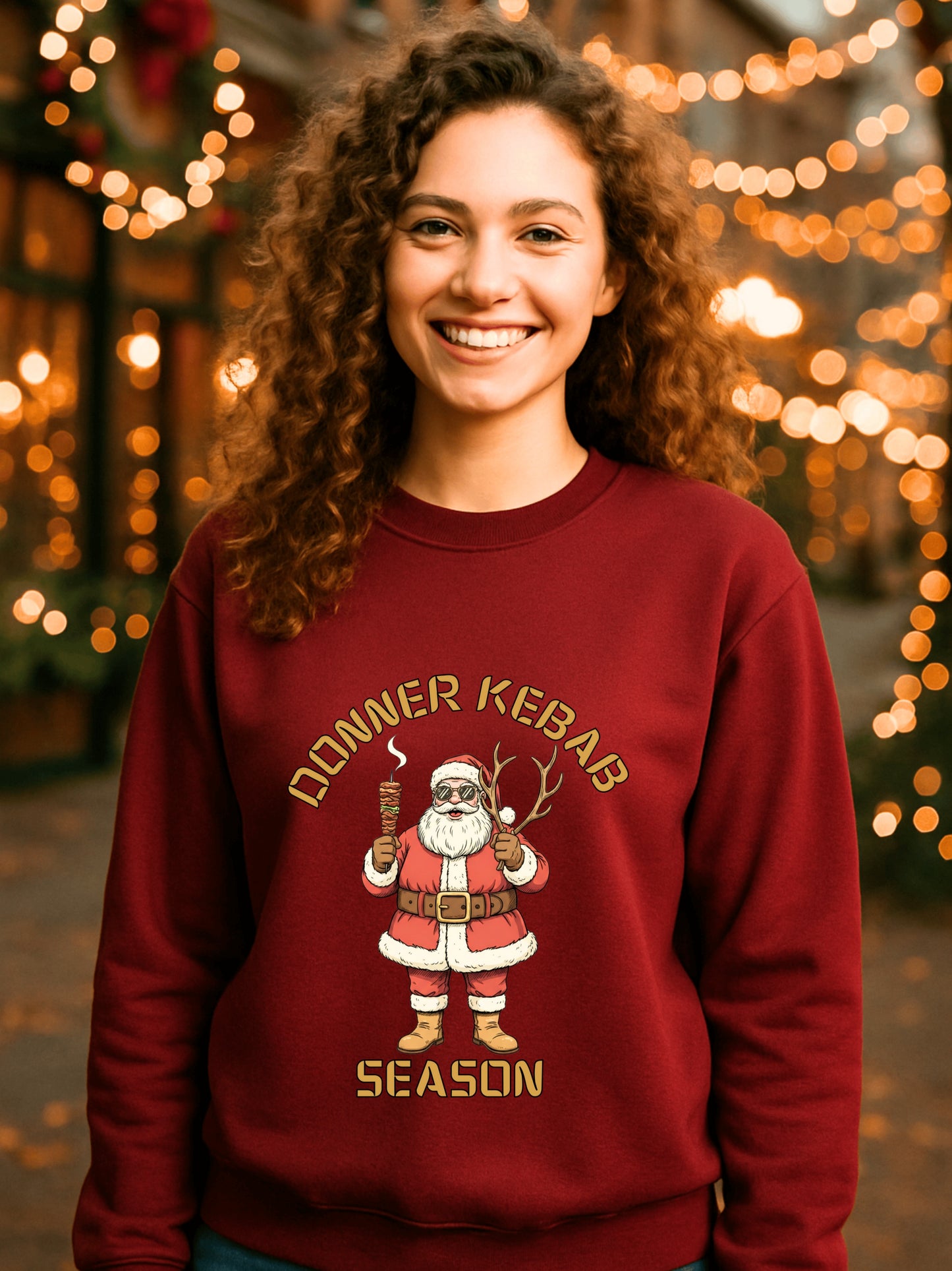 Kebab Season Santa Sweatshirt | Vintage Funny Christmas Crewneck