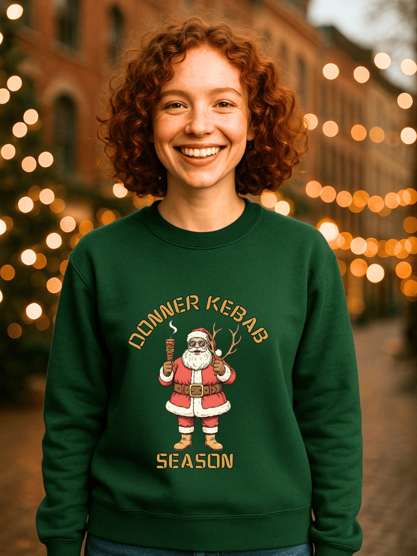 Kebab Season Santa Sweatshirt | Vintage Funny Christmas Crewneck