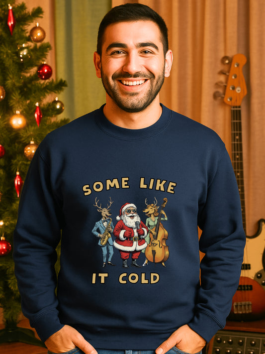 Vintage Christmas Jazz Reindeer Band Sweatshirt-Some Like It Cold-Holiday Music Humor